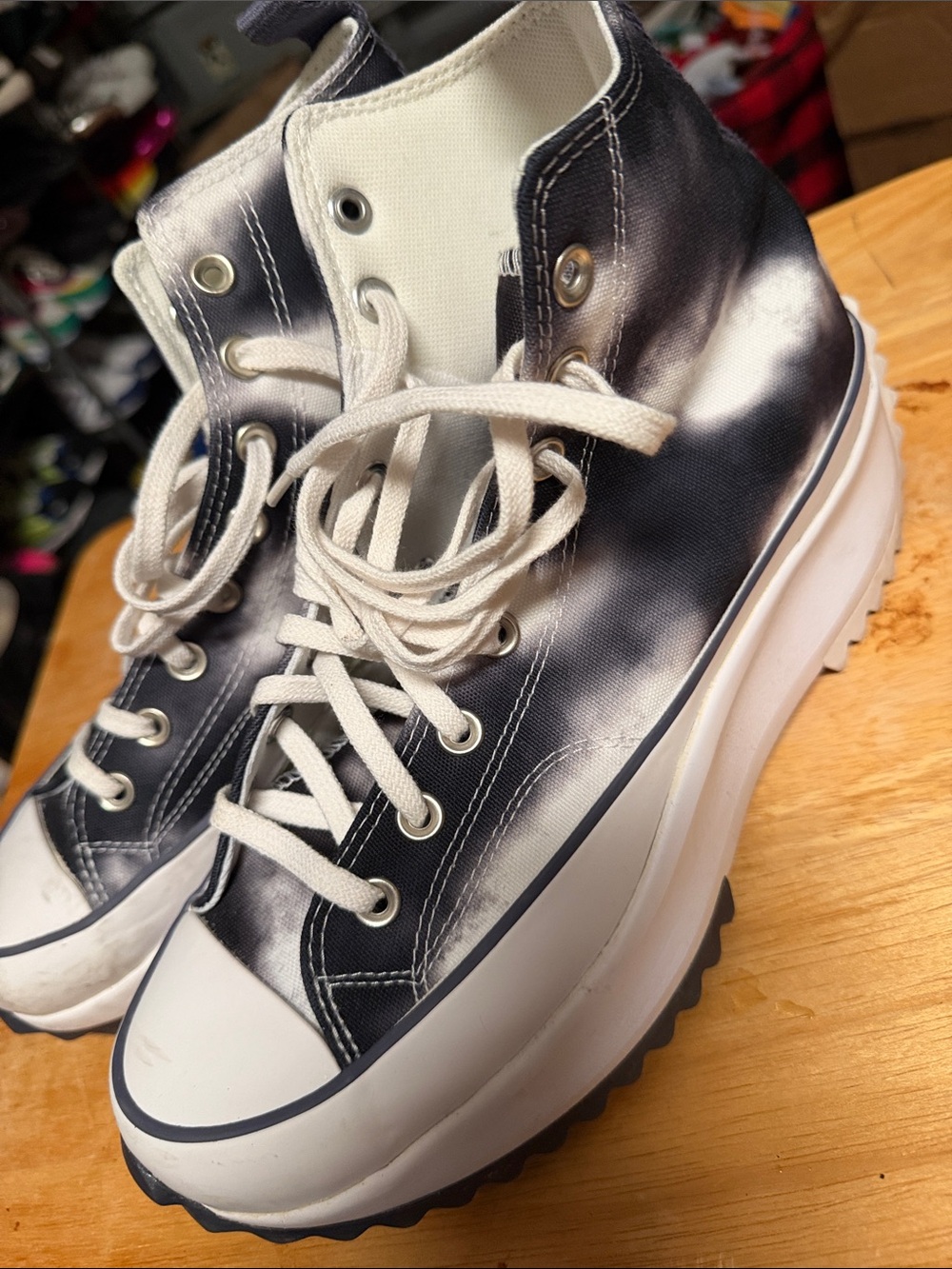 Converse High-Top Platform Sneakers in Black and White size 11